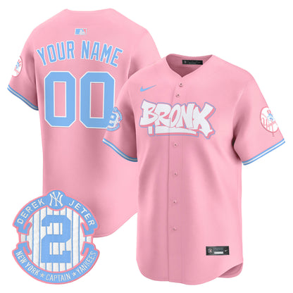 Yankees The Bronx Graffiti Bubblegum Pink Vapor Premier Limited Custom Jersey V2 - All Stitched