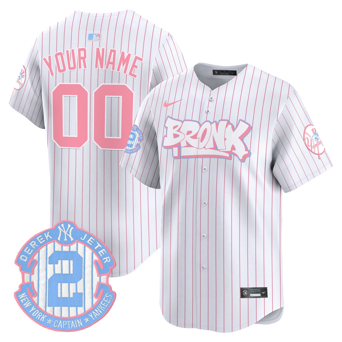 Yankees The Bronx Graffiti Bubblegum Pink Vapor Premier Limited Custom Jersey V2 - All Stitched