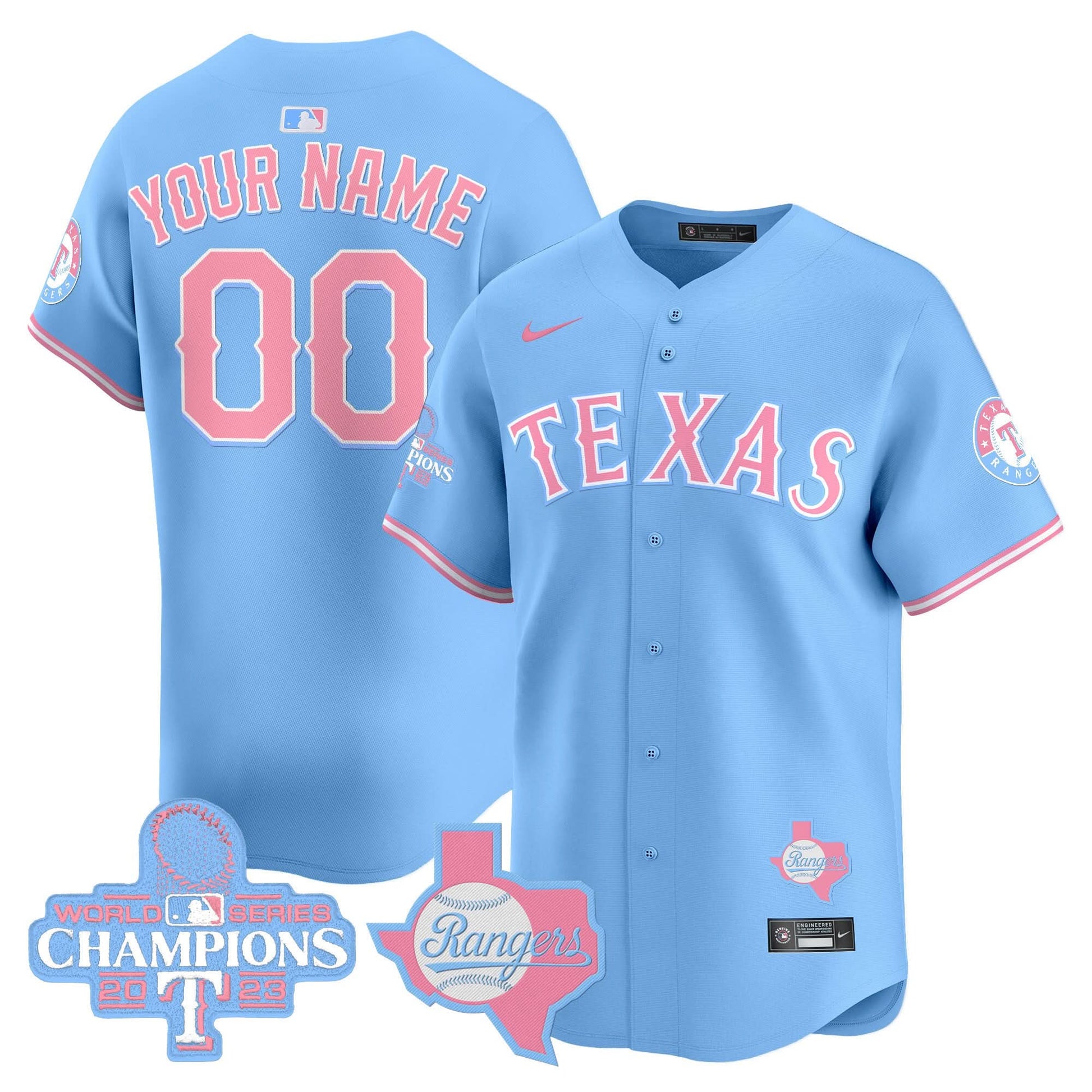 Texas Rangers Bubblegum Pink Vapor Premier Limited Custom Jersey - All Stitched