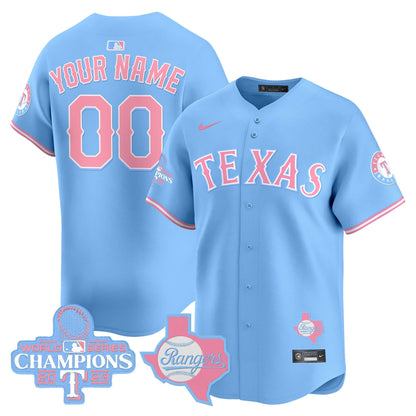Texas Rangers Bubblegum Pink Vapor Premier Limited Custom Jersey - All Stitched