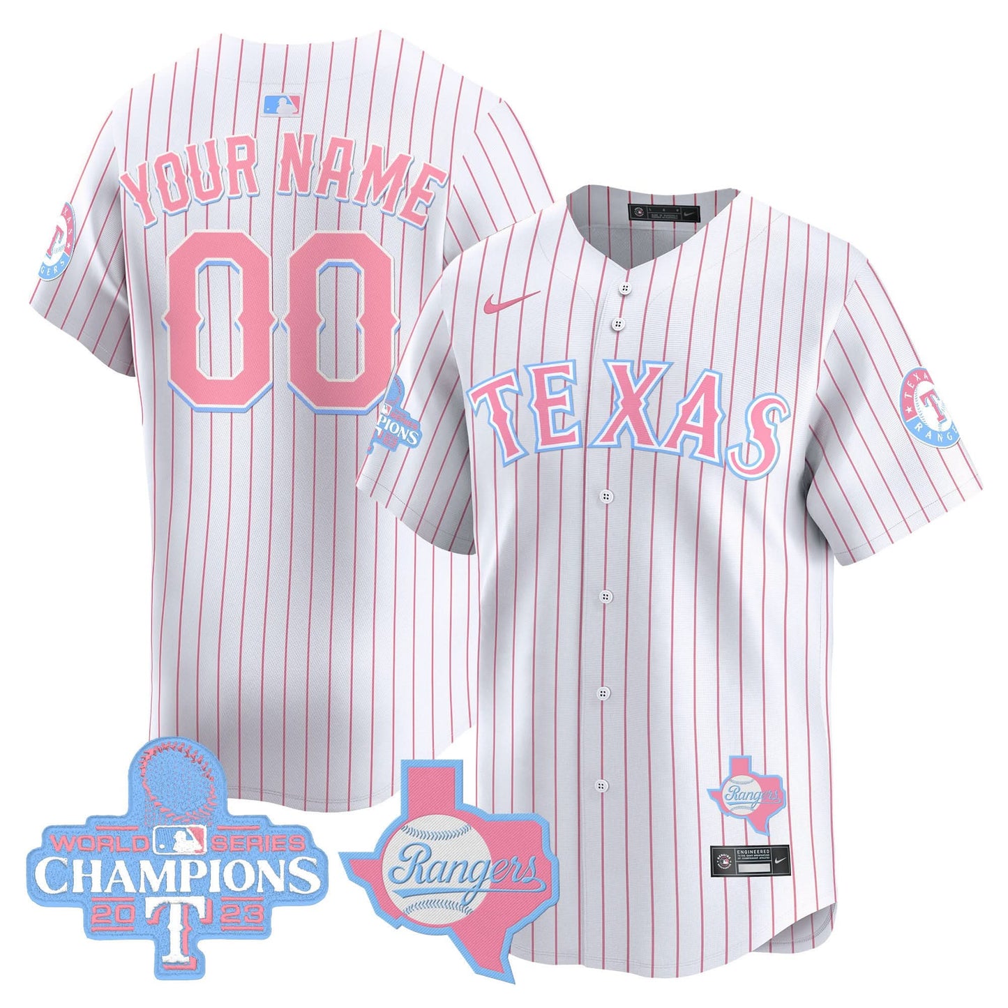 Texas Rangers Bubblegum Pink Vapor Premier Limited Custom Jersey - All Stitched