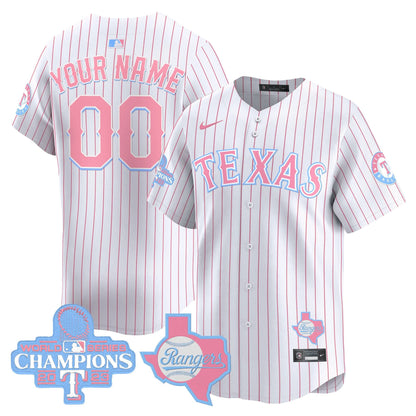 Texas Rangers Bubblegum Pink Vapor Premier Limited Custom Jersey - All Stitched