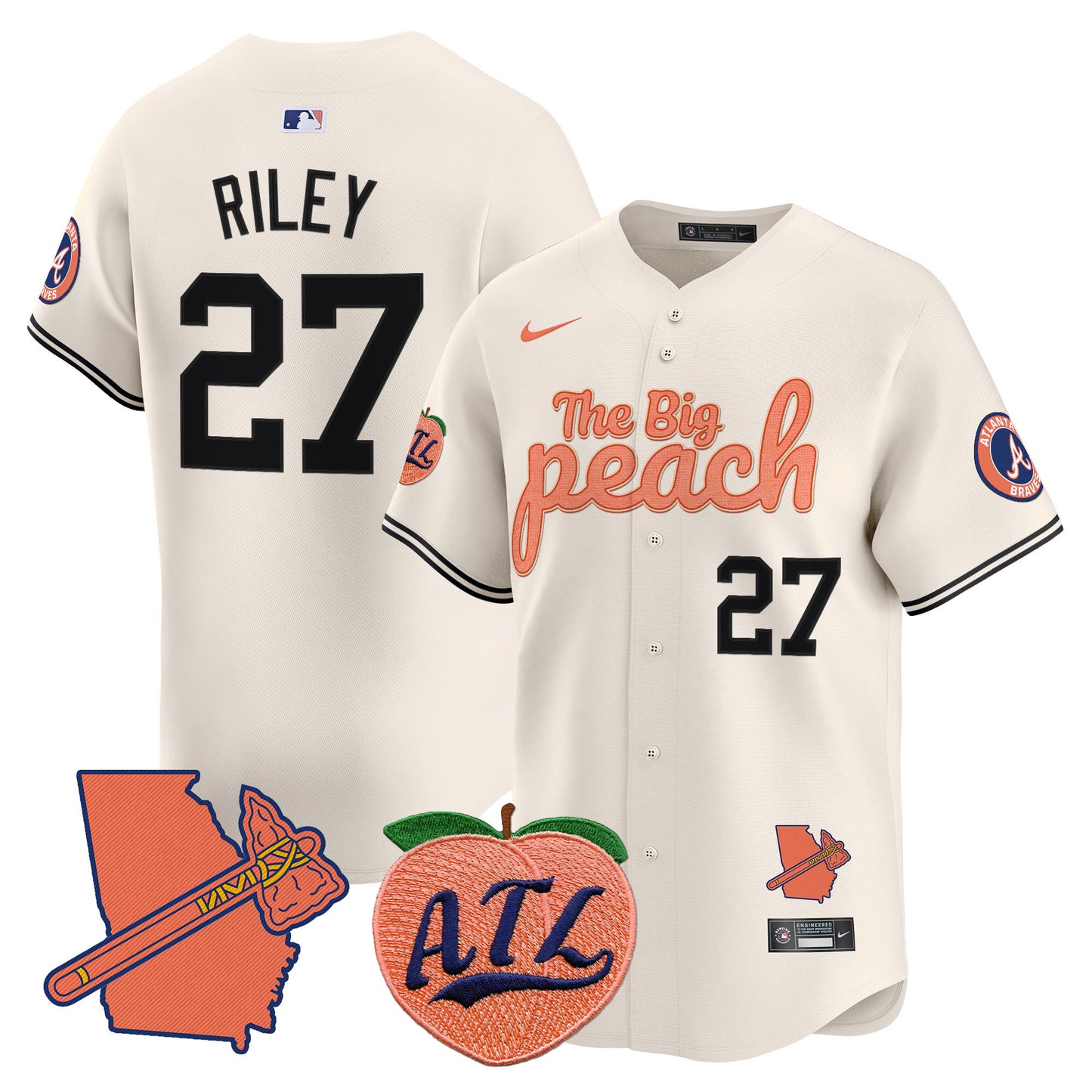 Atlanta Braves The Big Peach Vapor Premier Limited Jersey V3 - All Stitched