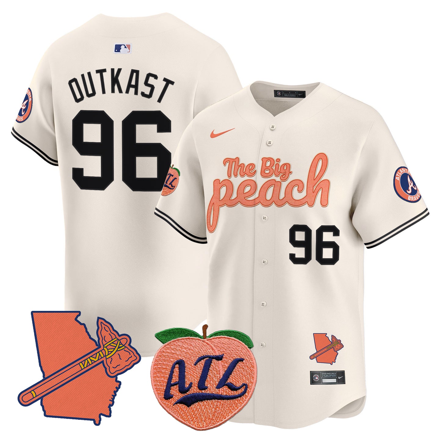 Atlanta Braves The Big Peach Vapor Premier Limited Jersey V3 - All Stitched