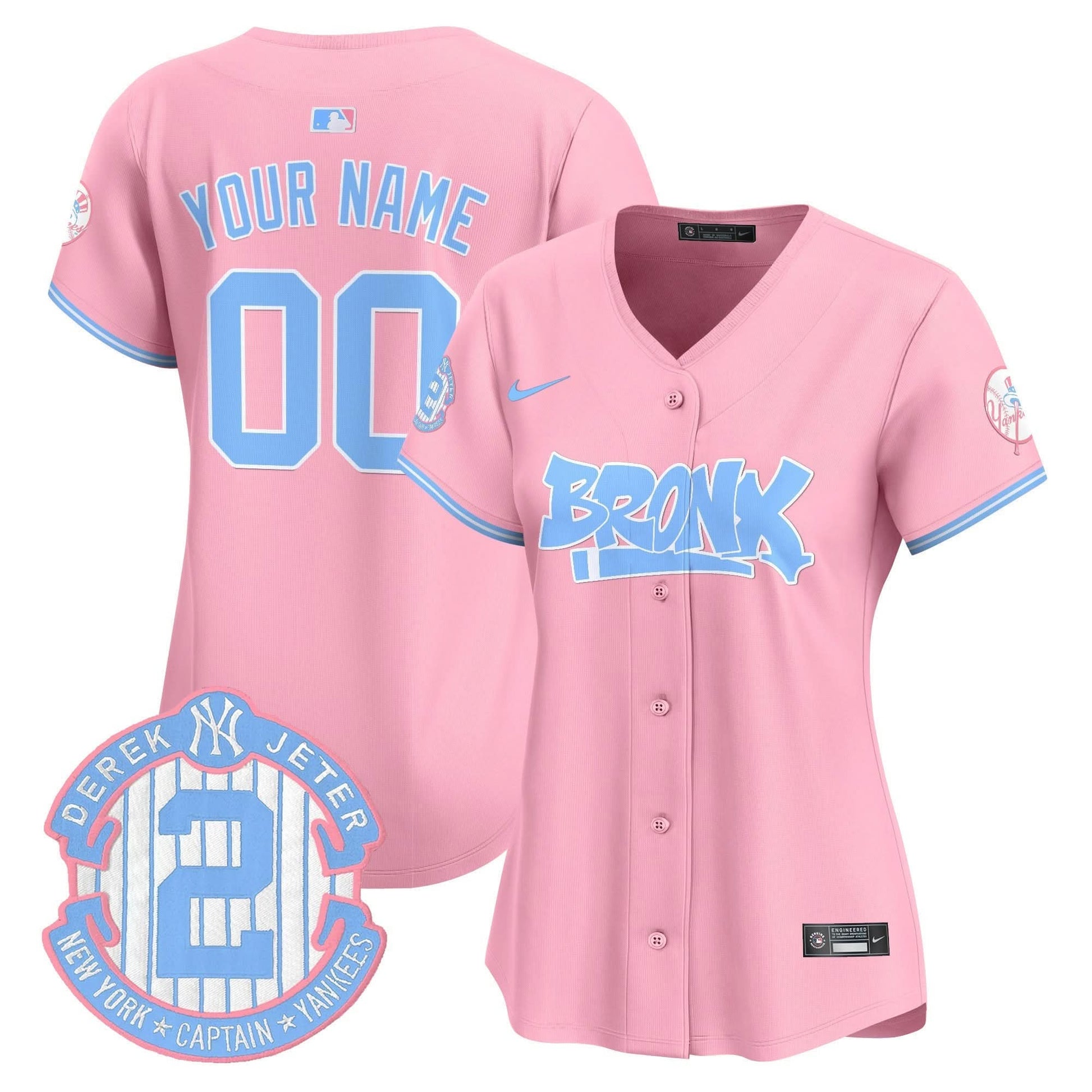 Yankees The Bronx Graffiti Bubblegum Pink Vapor Premier Limited Custom Jersey - All Stitched