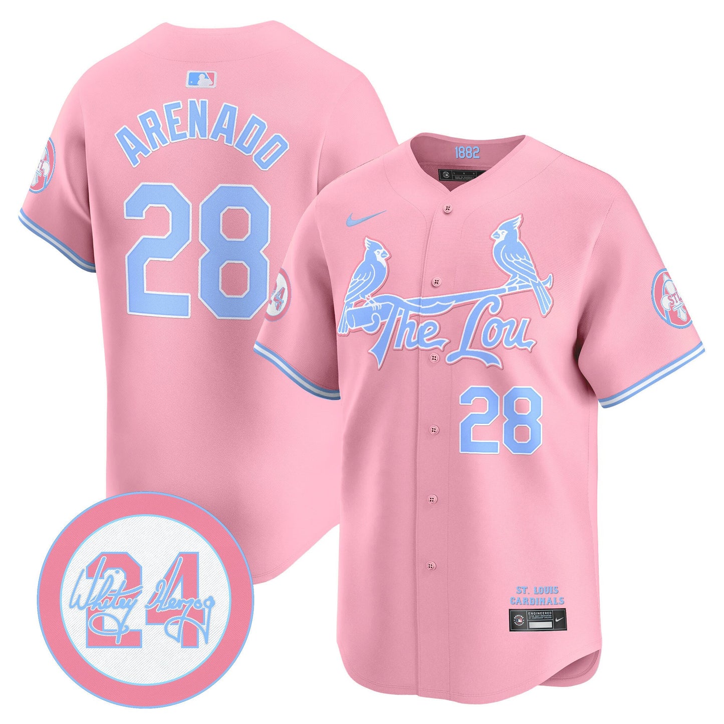 St. Louis Cardinals Bubblegum Pink Vapor Premier Limited Jersey - All Stitched