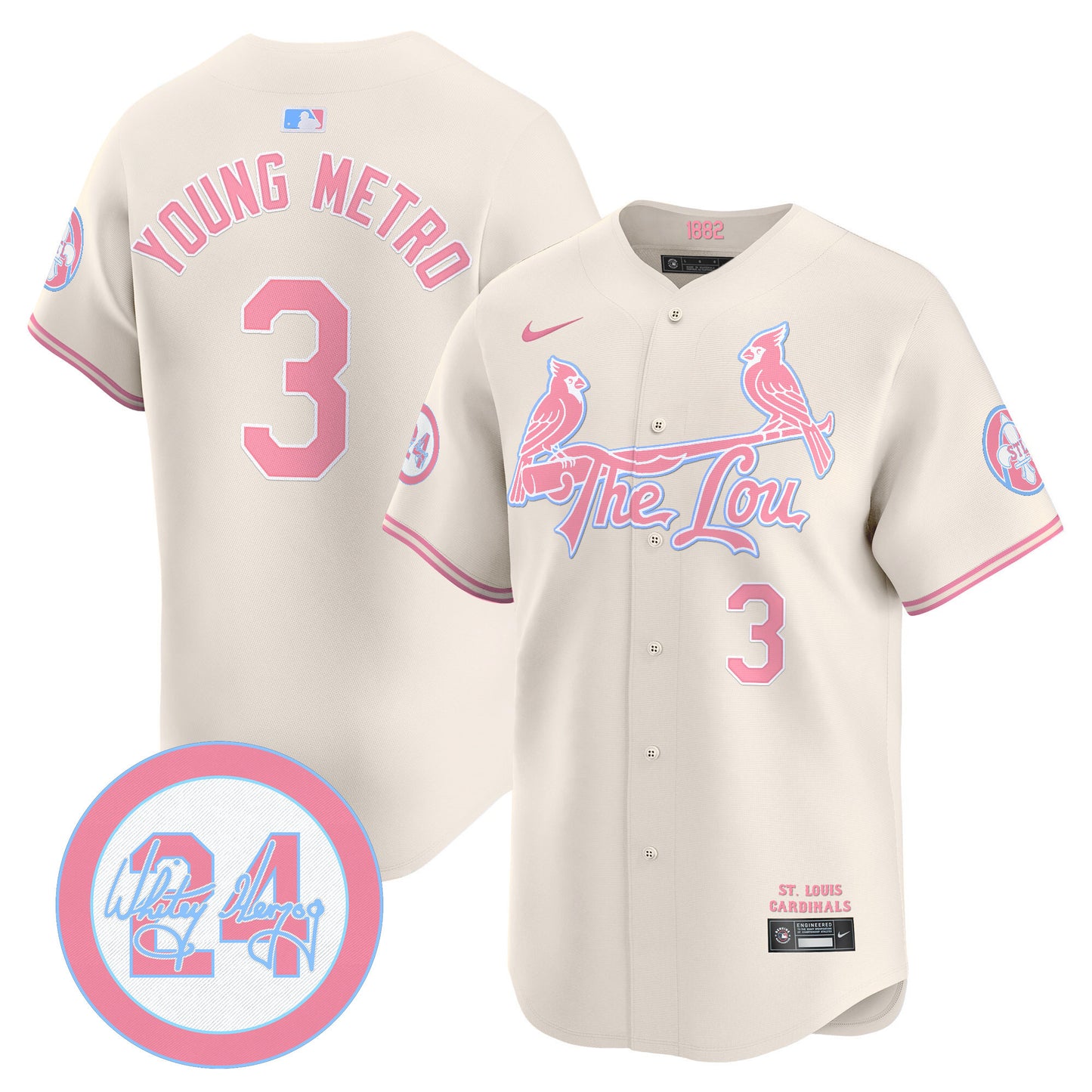 St. Louis Cardinals Bubblegum Pink Vapor Premier Limited Jersey - All Stitched