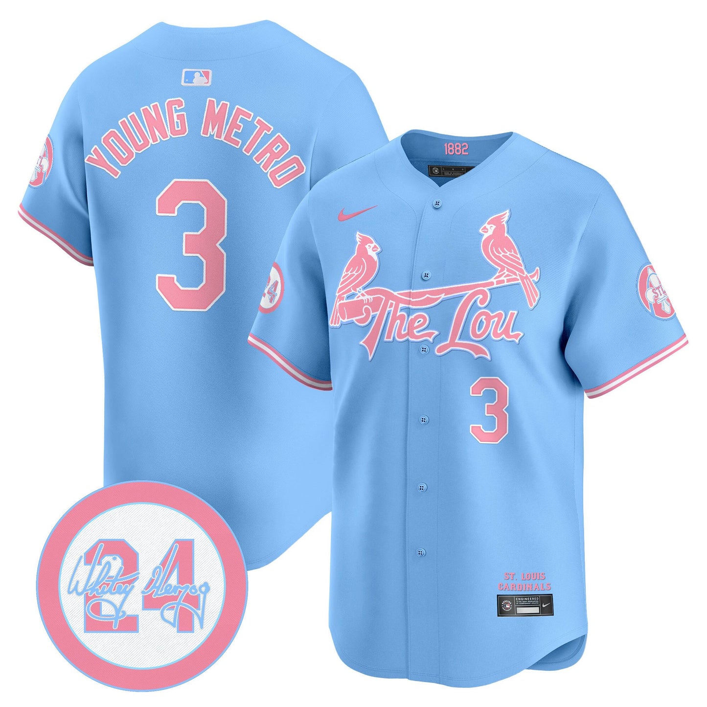 St. Louis Cardinals Bubblegum Pink Vapor Premier Limited Jersey - All Stitched