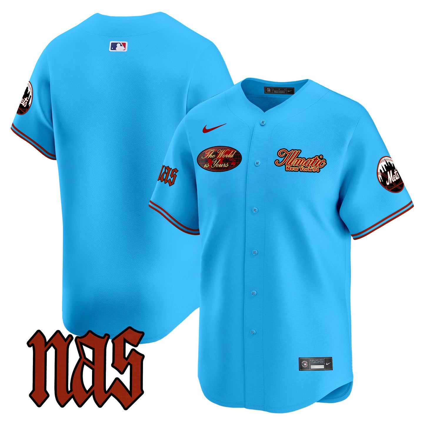 Mets Nas Illmatic Vapor Premier Limited Jersey V2 - All Stitched