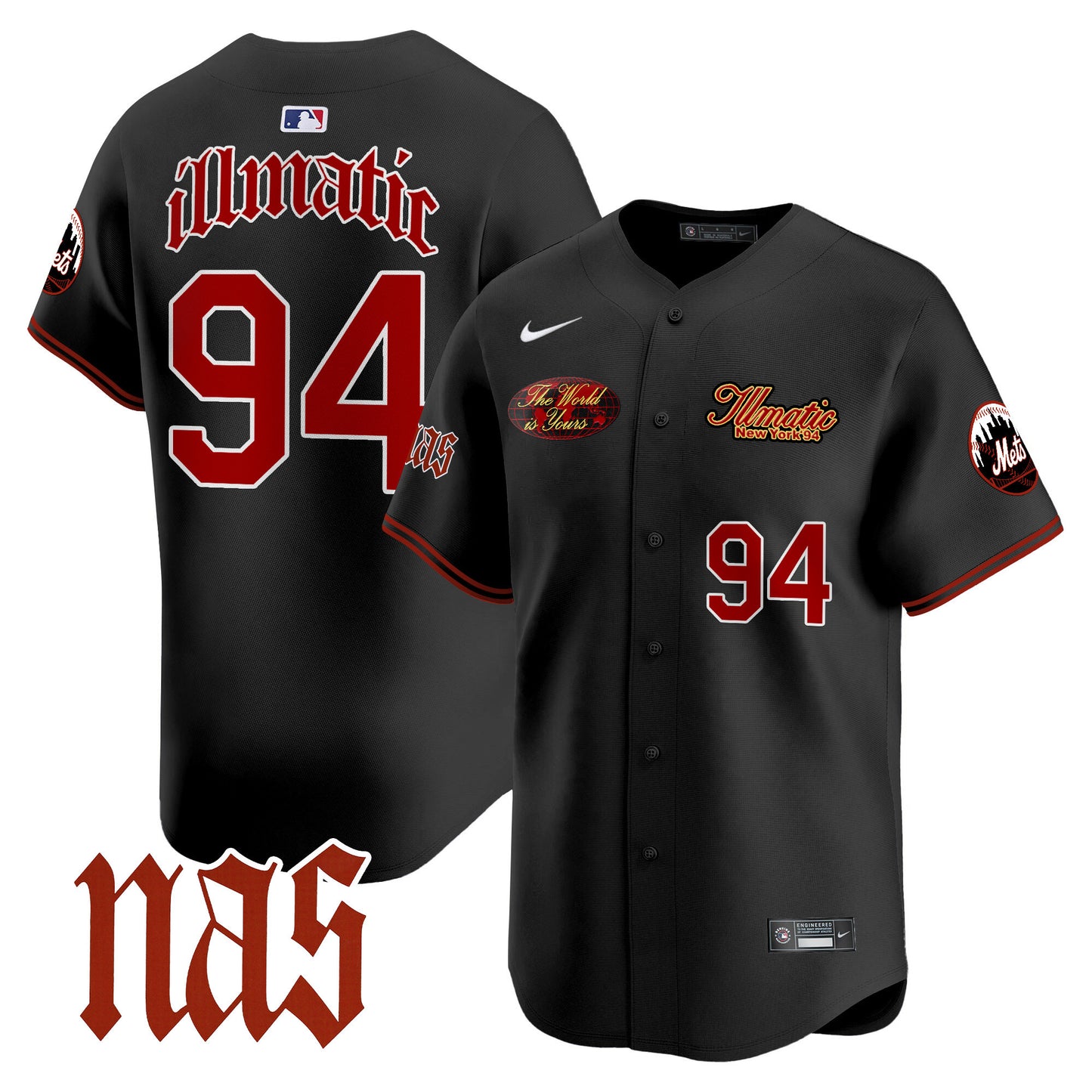 Mets Nas Illmatic Vapor Premier Limited Jersey V2 - All Stitched