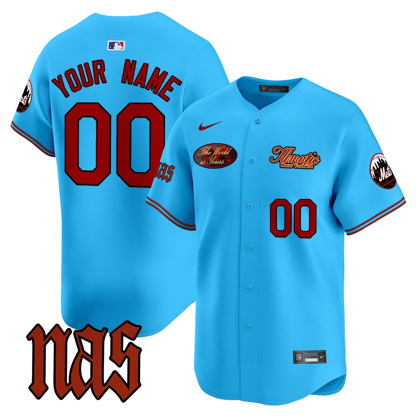 Mets Nas Illmatic Vapor Premier Limited Custom Jersey V2 - All Stitched