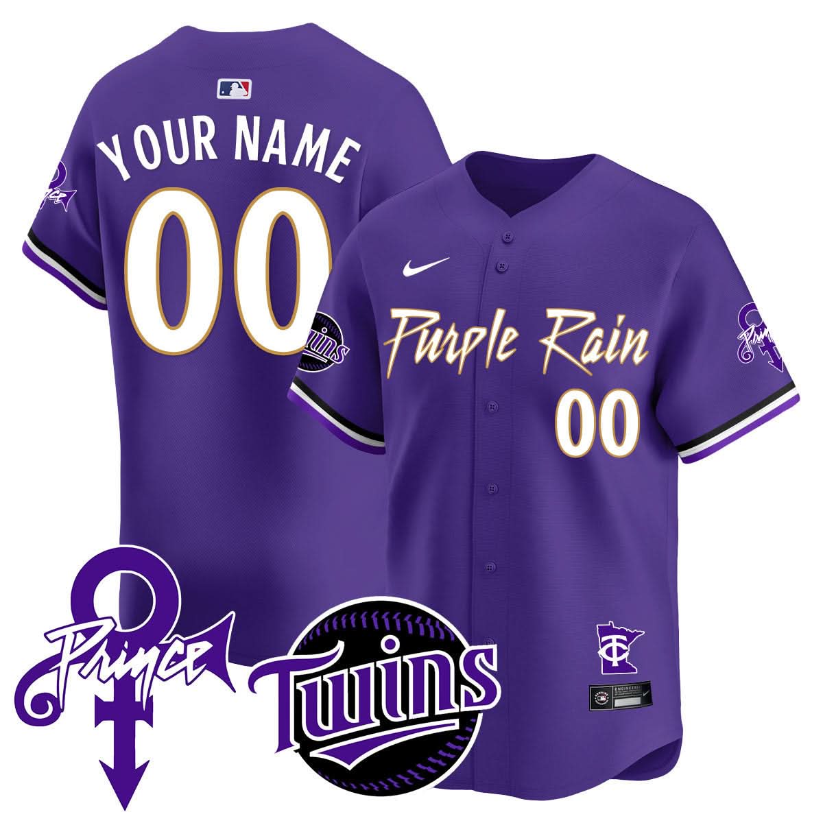 Custom Name/Gender Minnesota Twins Prince Patch Limited Jersey N1 - All Stitched