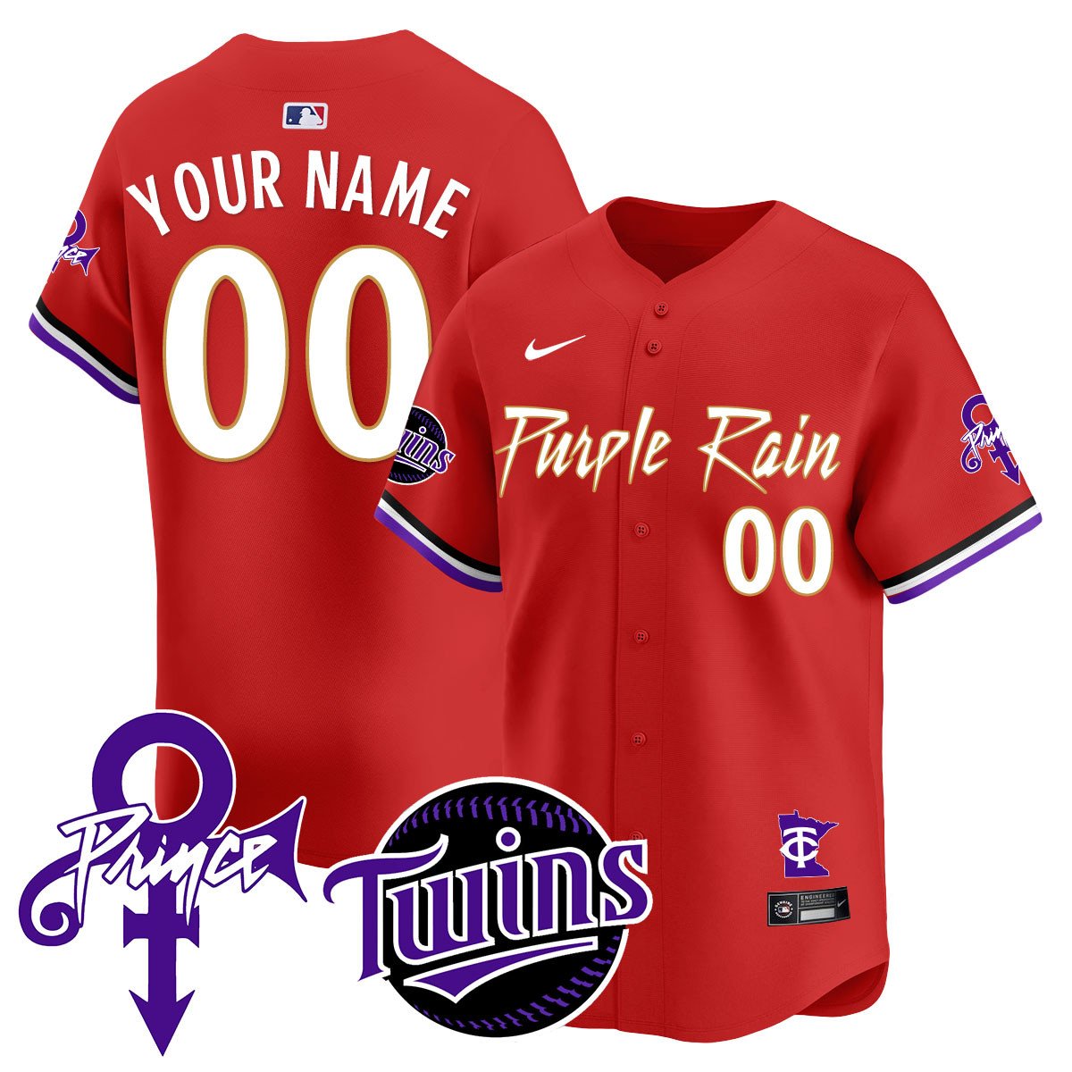 Custom Minnesota Twins Prince Patch Limited Jersey N1 - All Stitched