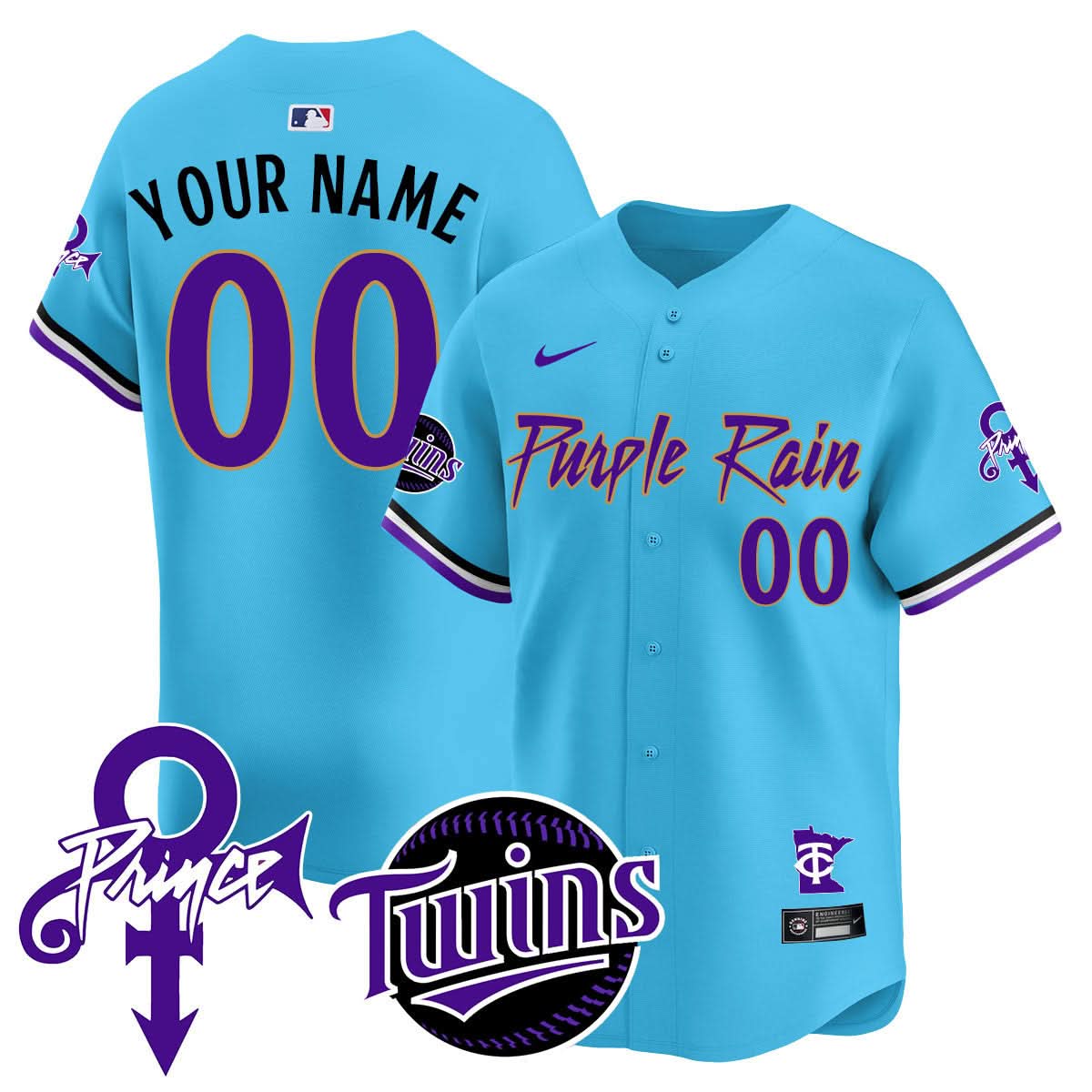 Custom Name/Gender Minnesota Twins Prince Patch Limited Jersey N1 - All Stitched