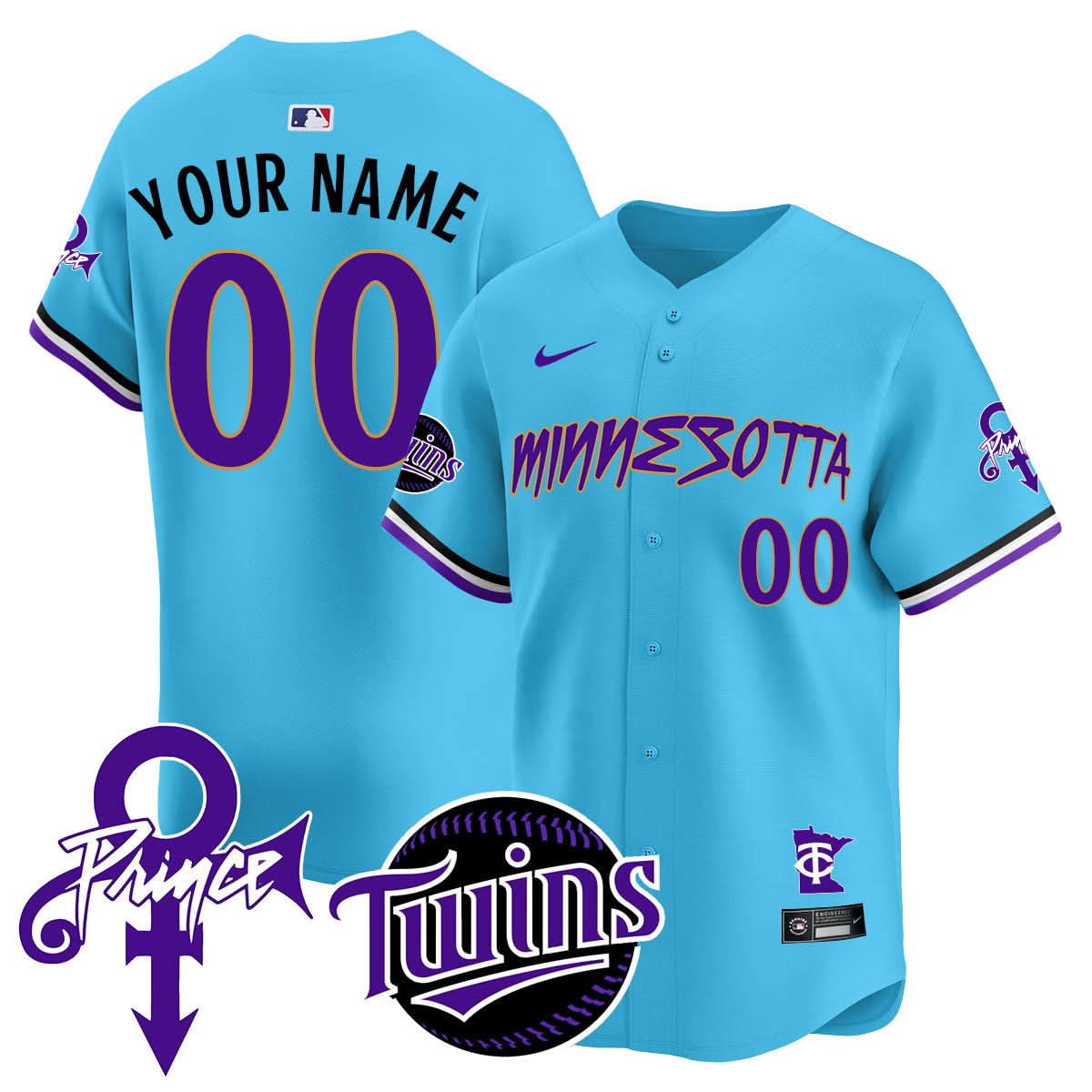 Custom Name/Gender Minnesota Twins Prince Patch Limited Jersey N2 - All Stitched