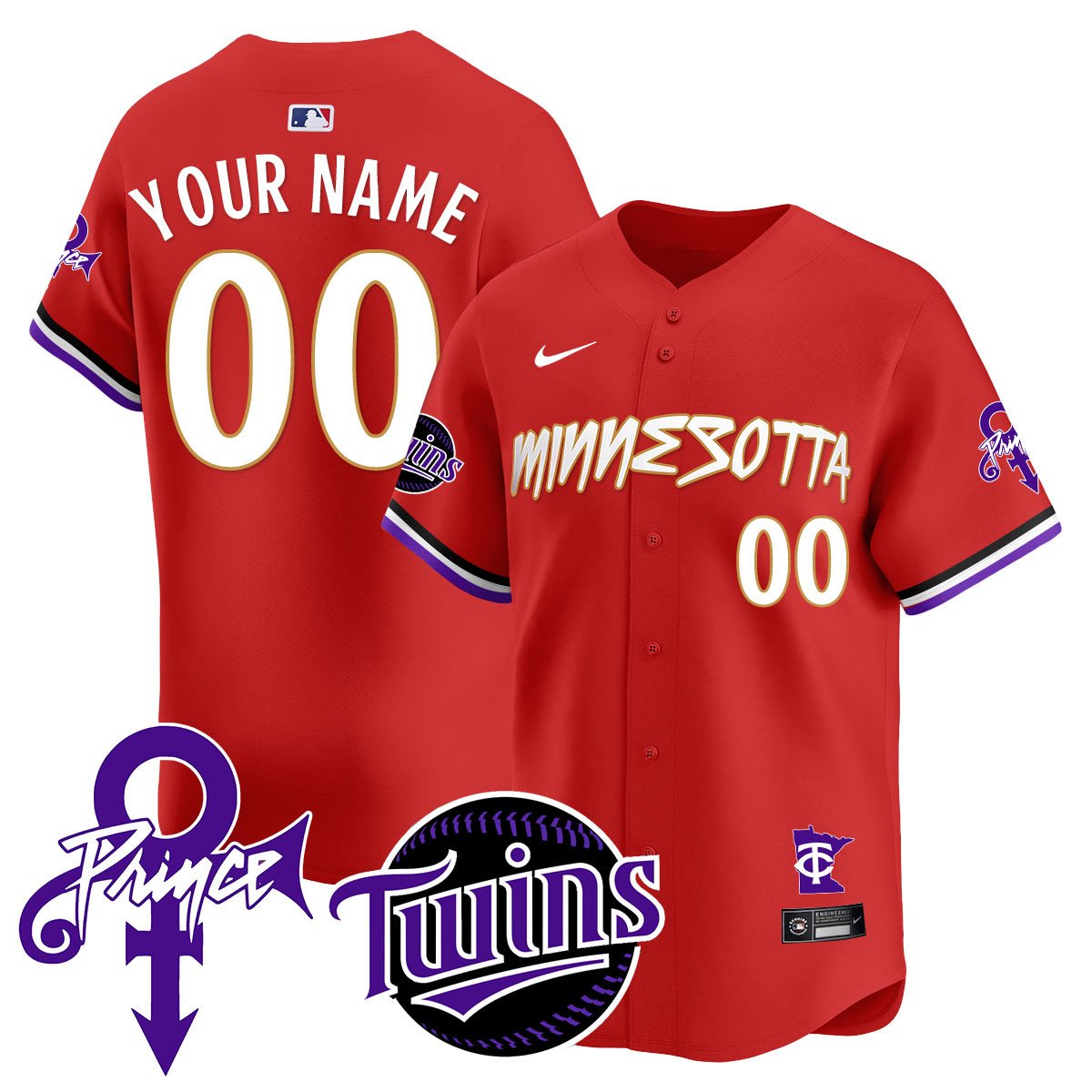 Custom Minnesota Twins Prince Patch Limited Jersey N2 - All Stitched