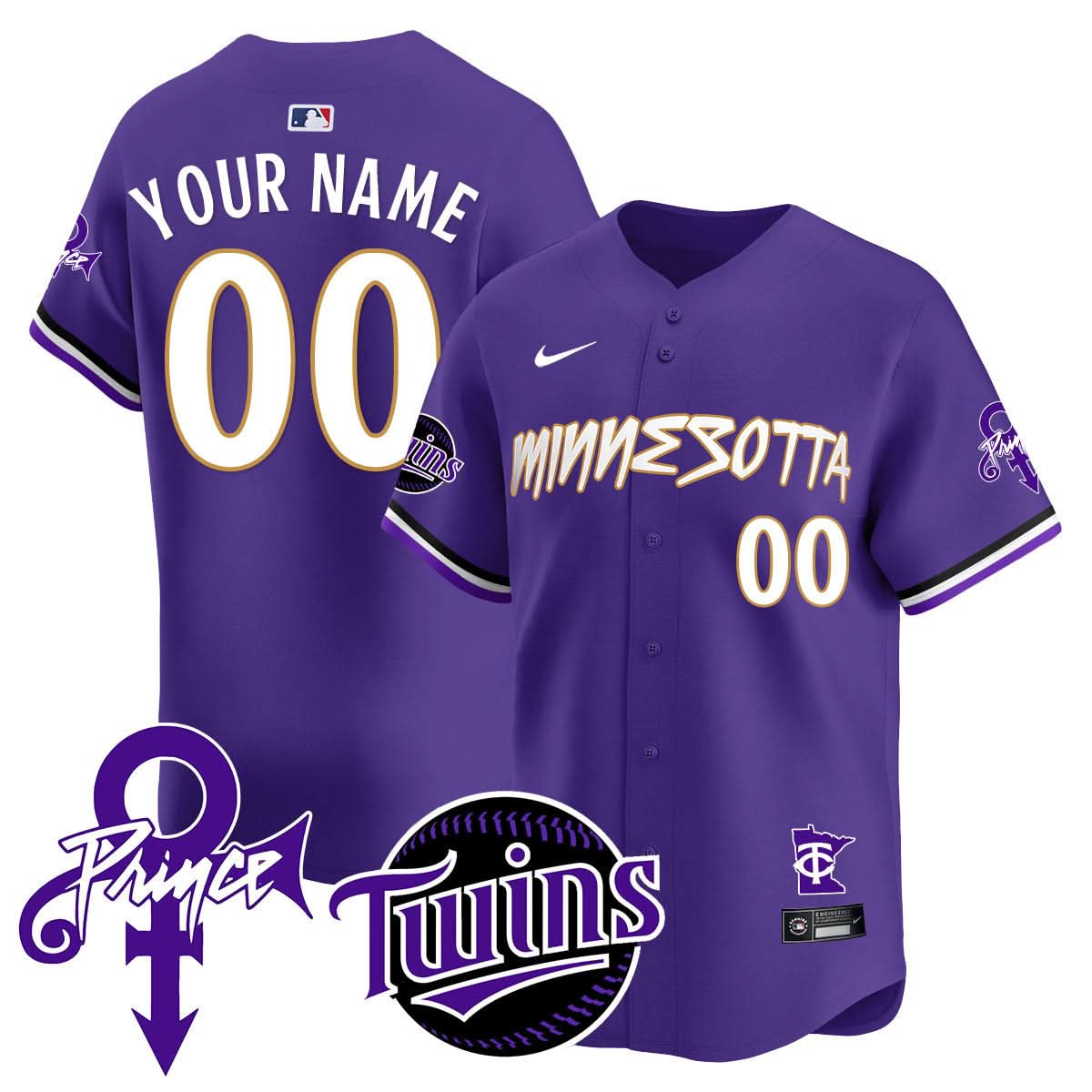 Custom Name/Gender Minnesota Twins Prince Patch Limited Jersey N2 - All Stitched