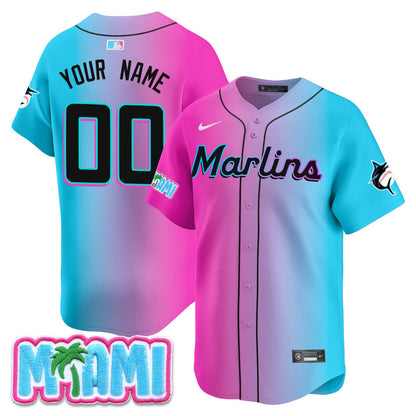 Custom Miami Marlins Vice City Jersey - All Stitched