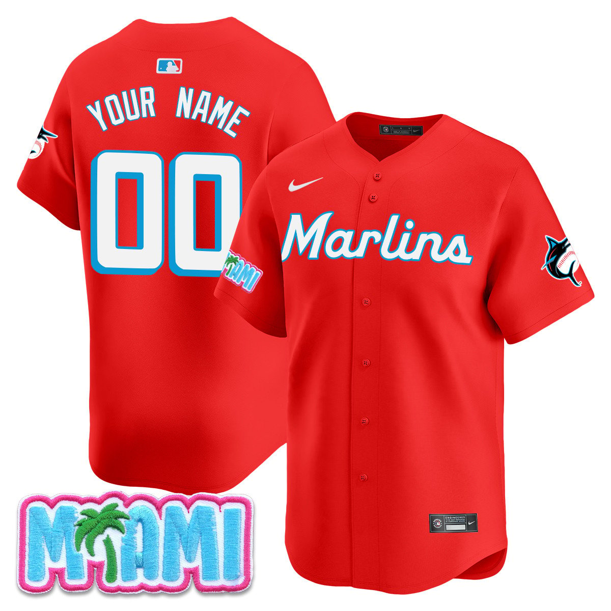 Custom Miami Marlins Vice City Jersey - All Stitched