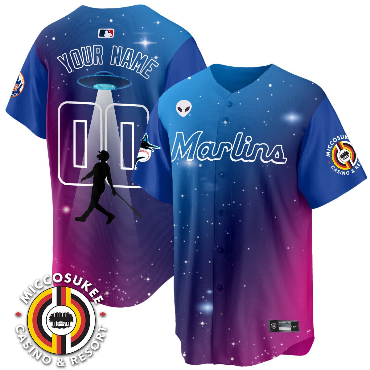 Custom Name/Gender Miami Marlins Mystery Galaxy Jersey