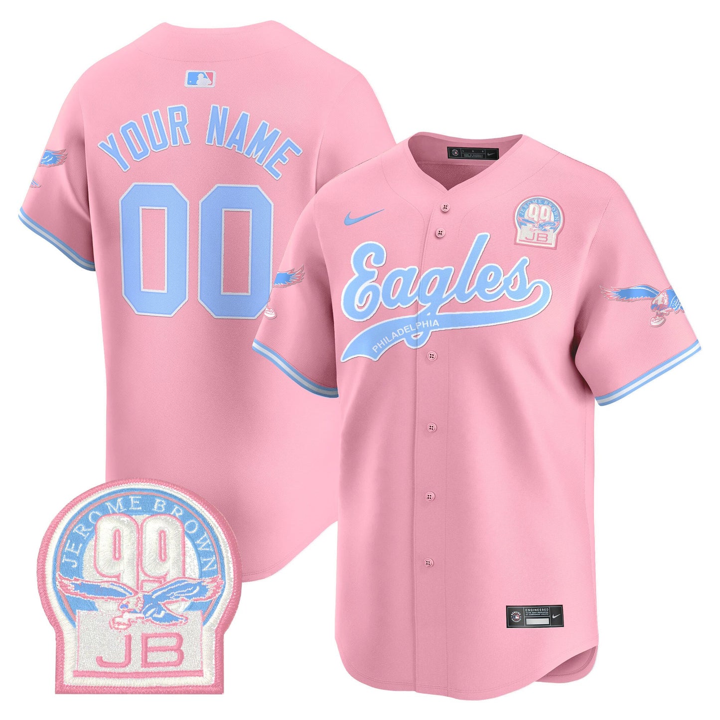 Eagles Bubblegum Pink Vapor Premier Limited Custom Jersey - All Stitched