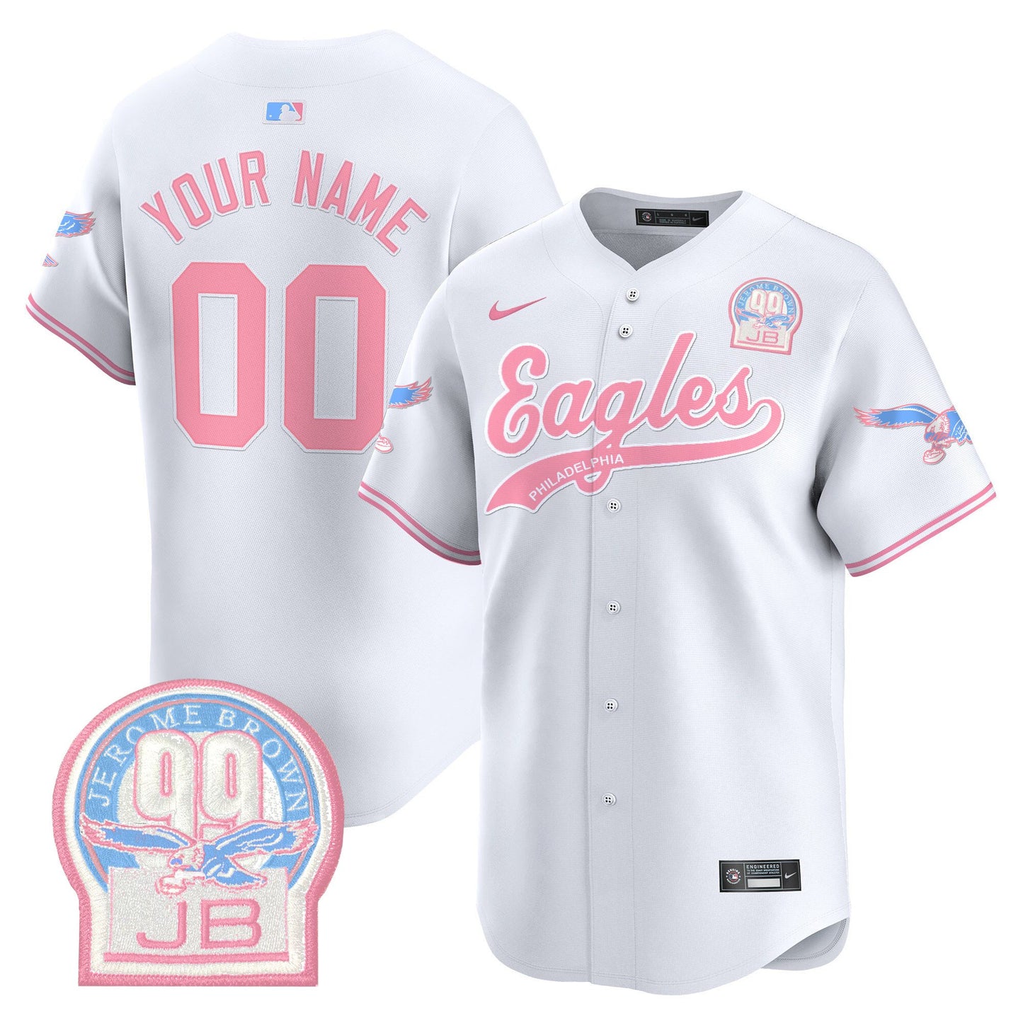 Eagles Bubblegum Pink Vapor Premier Limited Custom Jersey - All Stitched