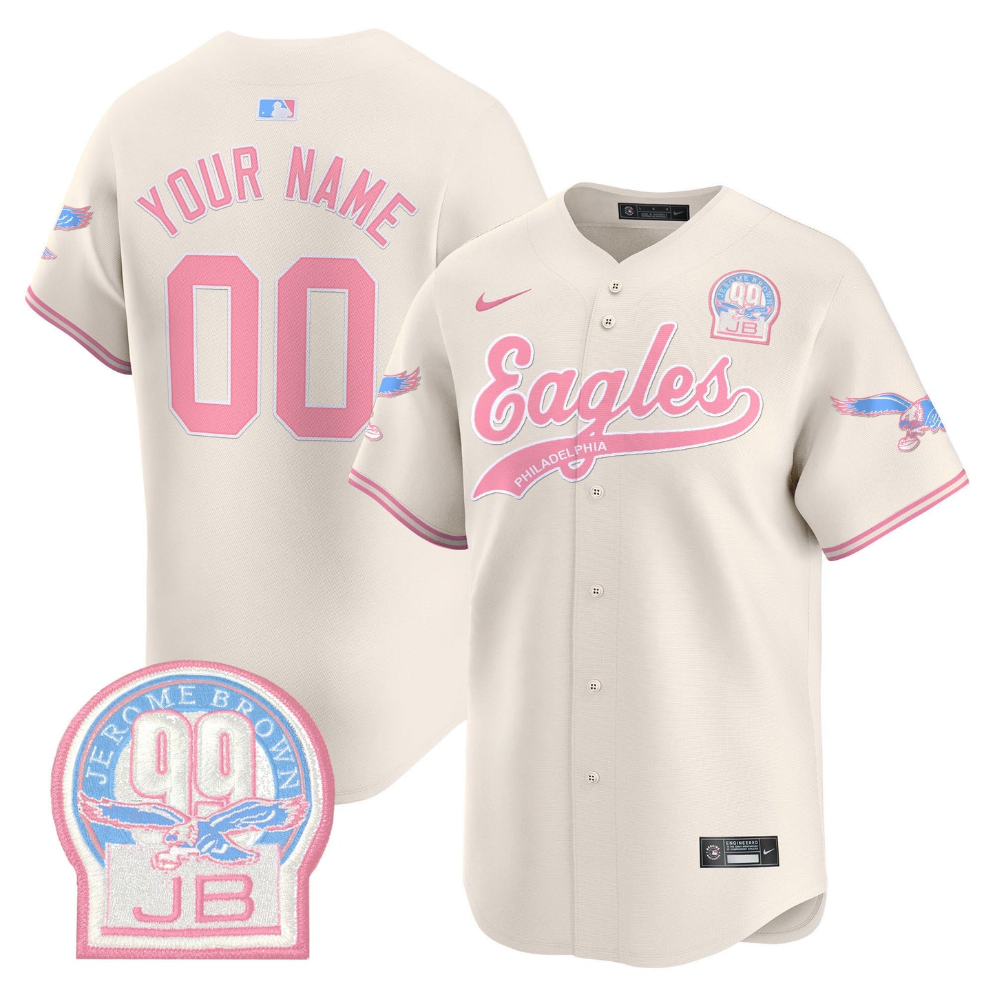 Eagles Bubblegum Pink Vapor Premier Limited Custom Jersey - All Stitched