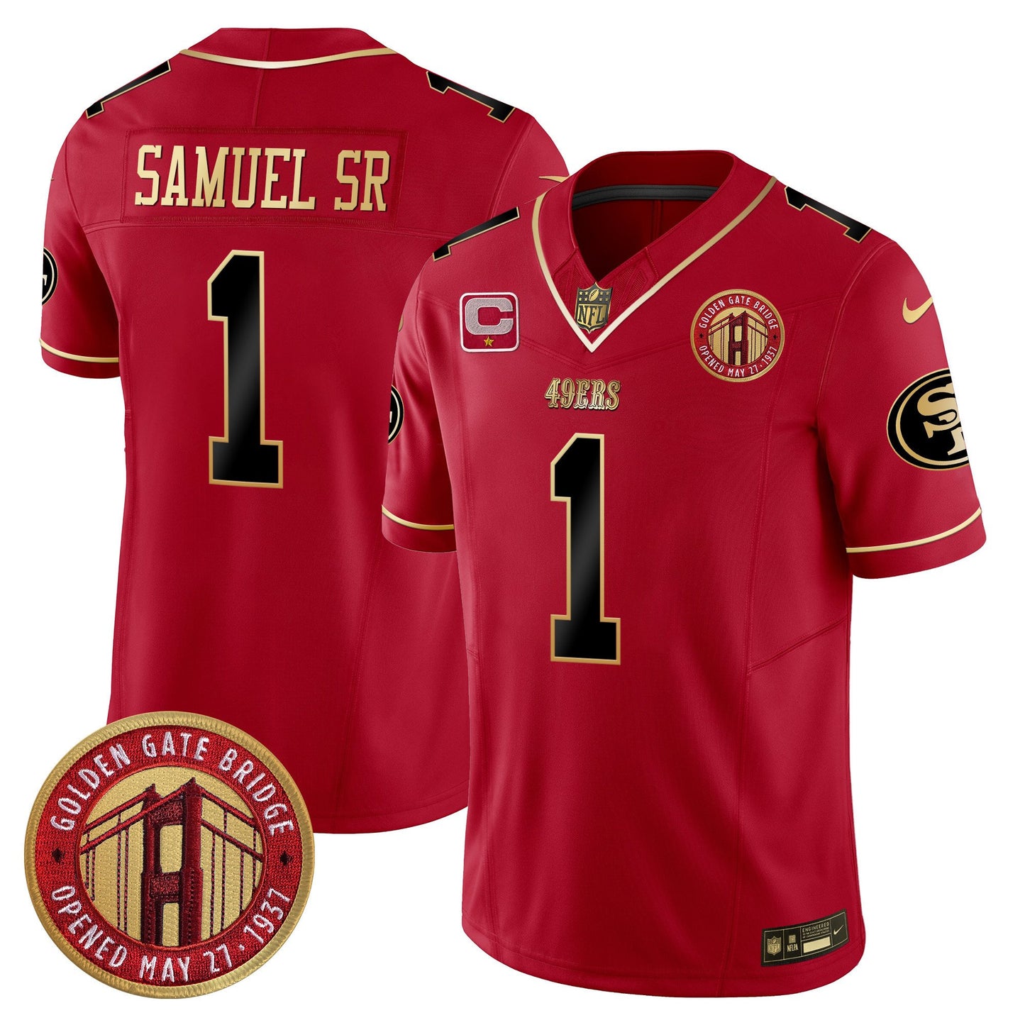 49ers Golden Gate Bridge Patch Vapor Limited Jersey - All Stitched