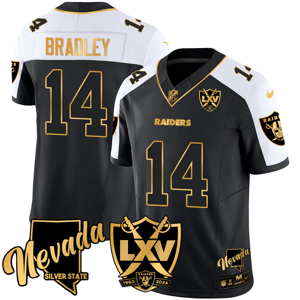 Raiders 2024 Vapor Limited Gold Jersey - 65th Anniversary - All Stitched