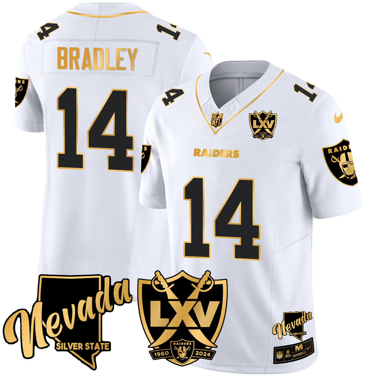 Raiders 2024 Vapor Limited Gold Jersey - 65th Anniversary - All Stitched