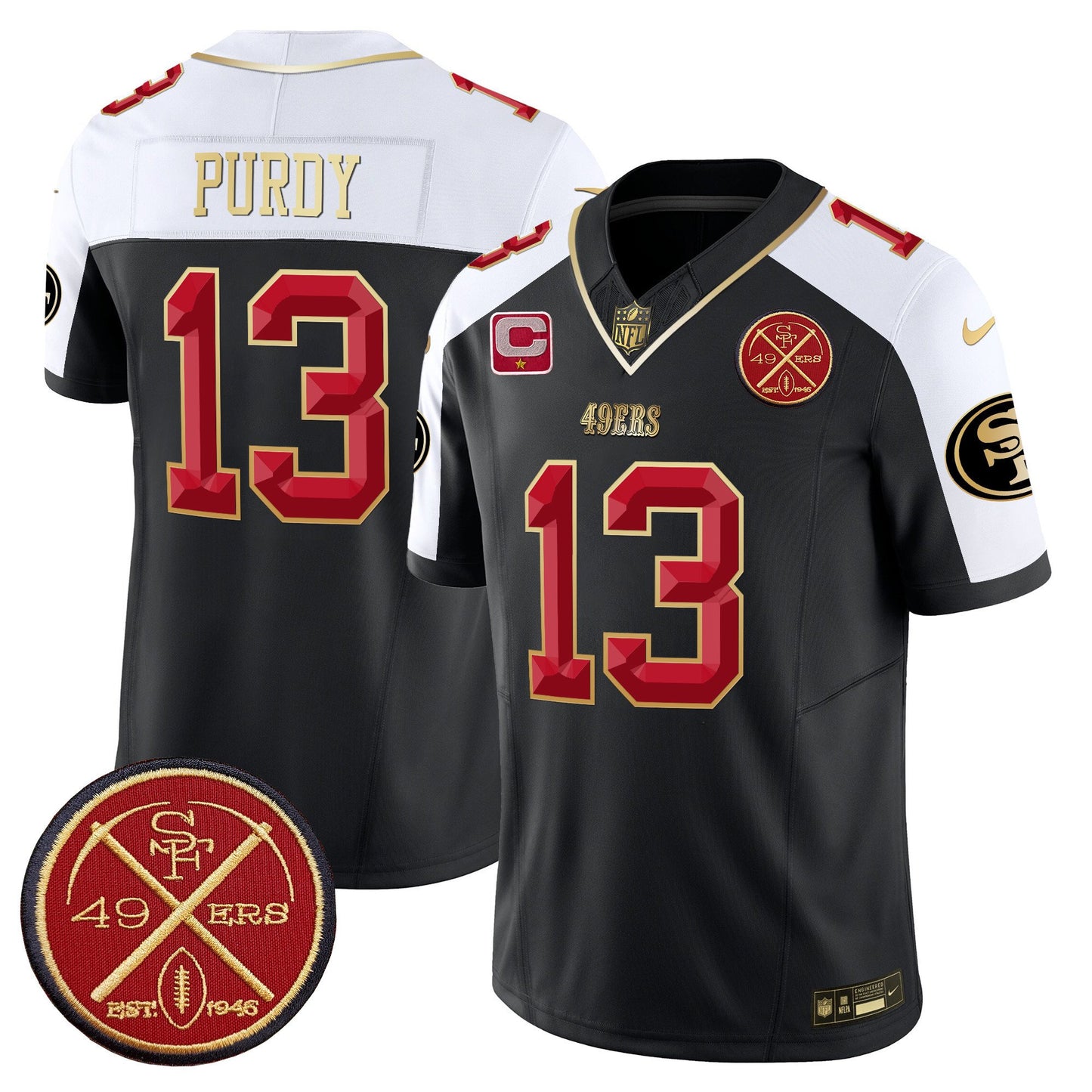 49ers Est.1946 Patch Vapor Limited Jersey V2 - All Stitched