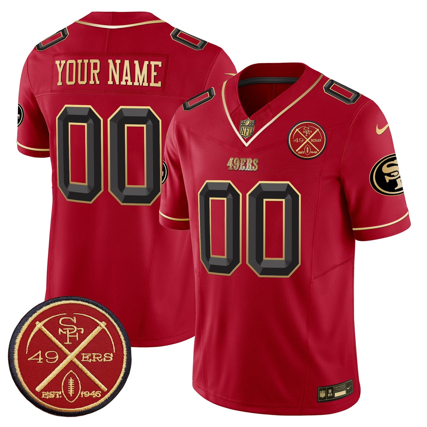 49ers Est.1946 Patch Vapor Limited Custom Jersey V2 - All Stitched