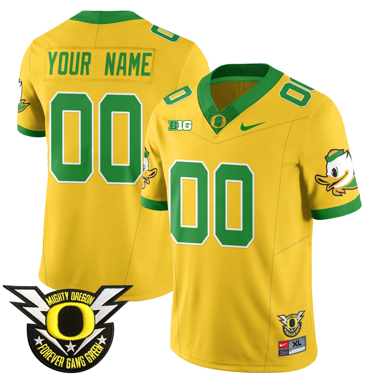 Custom Oregon Football Forever Gang Green 2024 Jersey N2 - All Stitched