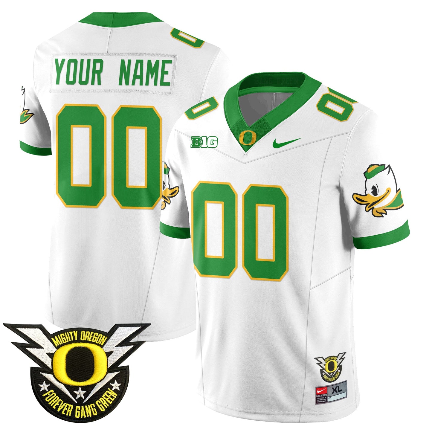 Custom Oregon Football Forever Gang Green 2024 Jersey N2 - All Stitched