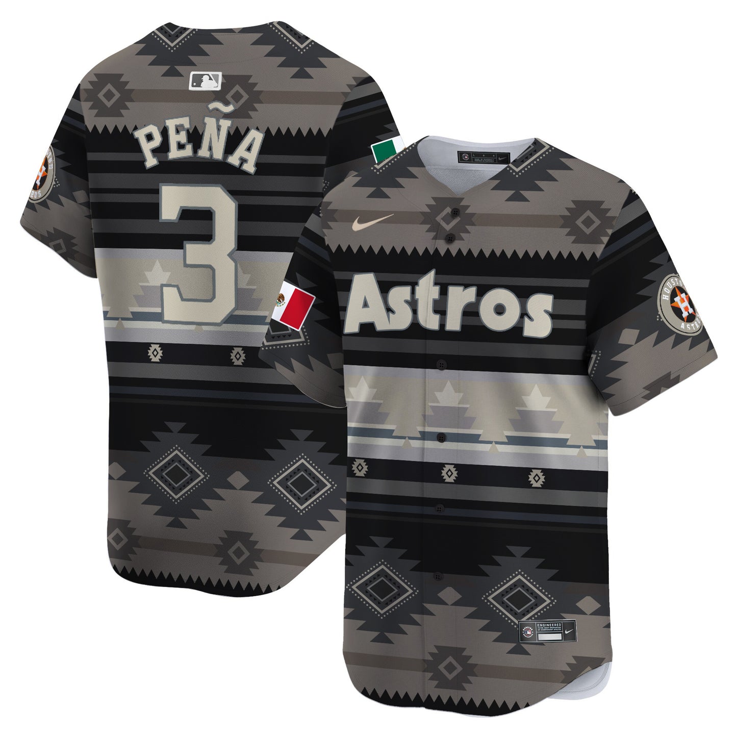 Astros Mexico Traditional Pattern Vapor Premier Limited Jersey - Printed