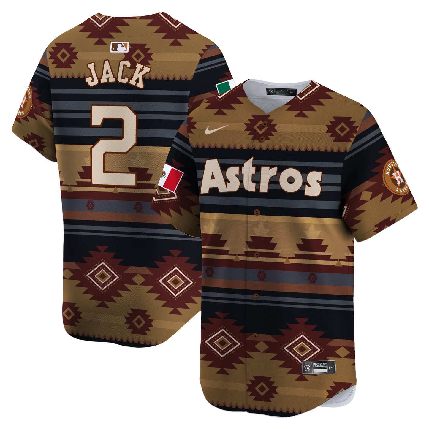 Astros Mexico Traditional Pattern Vapor Premier Limited Jersey - Printed