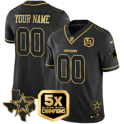 Cowboys 5x Super Bowl Champions Vapor Limited Custom Jersey - All Stitched