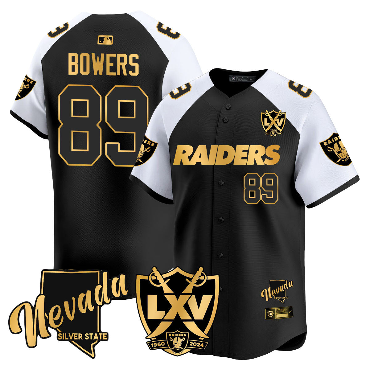 Men's Raiders 2024 Baseball Limited Gold Jersey - 65th Anniversary - All Stitched