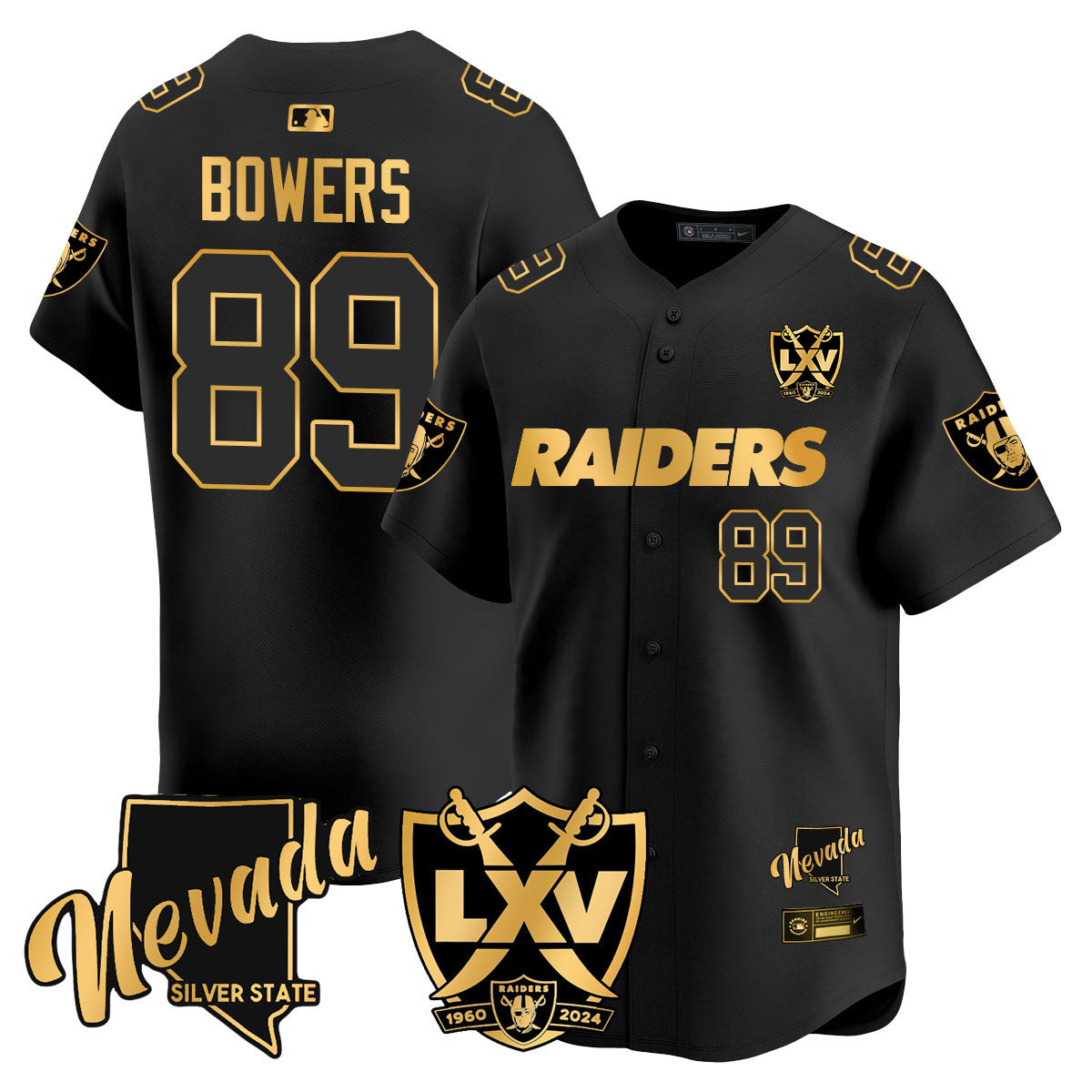 Men's Raiders 2024 Baseball Limited Gold Jersey - 65th Anniversary - All Stitched