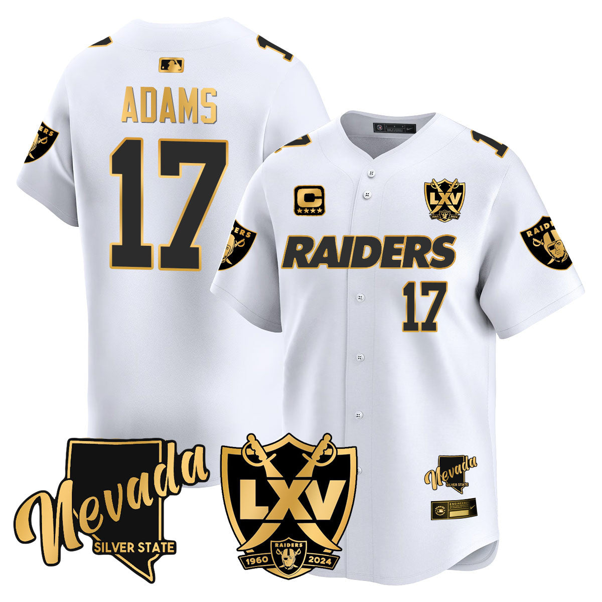 Men's Raiders 2024 Baseball Limited Gold Jersey - 65th Anniversary - All Stitched