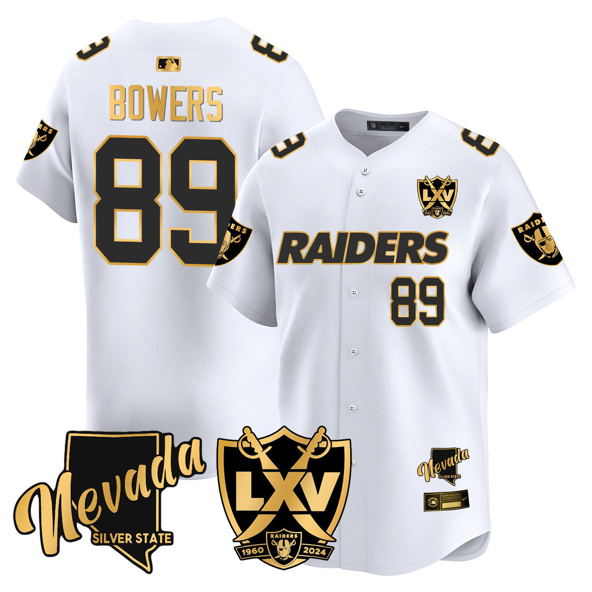 Men's Raiders 2024 Baseball Limited Gold Jersey - 65th Anniversary - All Stitched