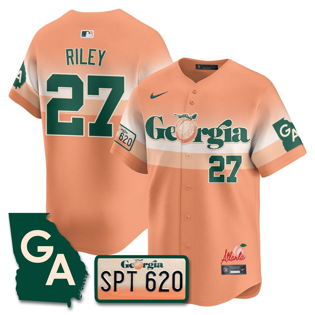 Men's Braves Peach Plates - Georgia Peaches Jersey