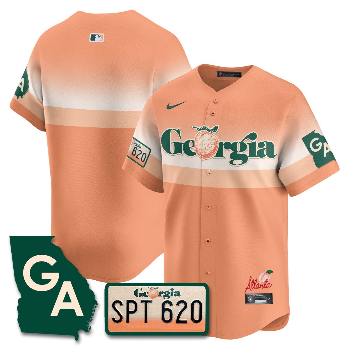 Men's Braves Peach Plates - Georgia Peaches Jersey