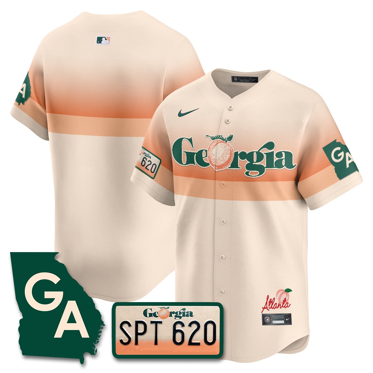 Men's Braves Peach Plates - Georgia Peaches Jersey