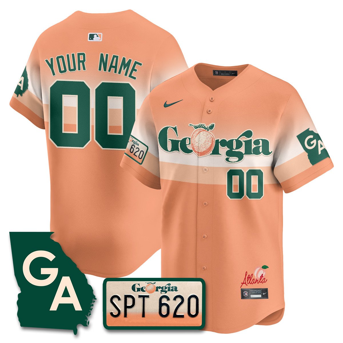 Custom Braves Peach Plates - Georgia Peaches Jersey