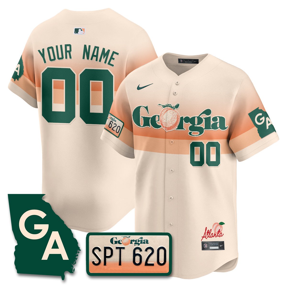 Custom Braves Peach Plates - Georgia Peaches Jersey