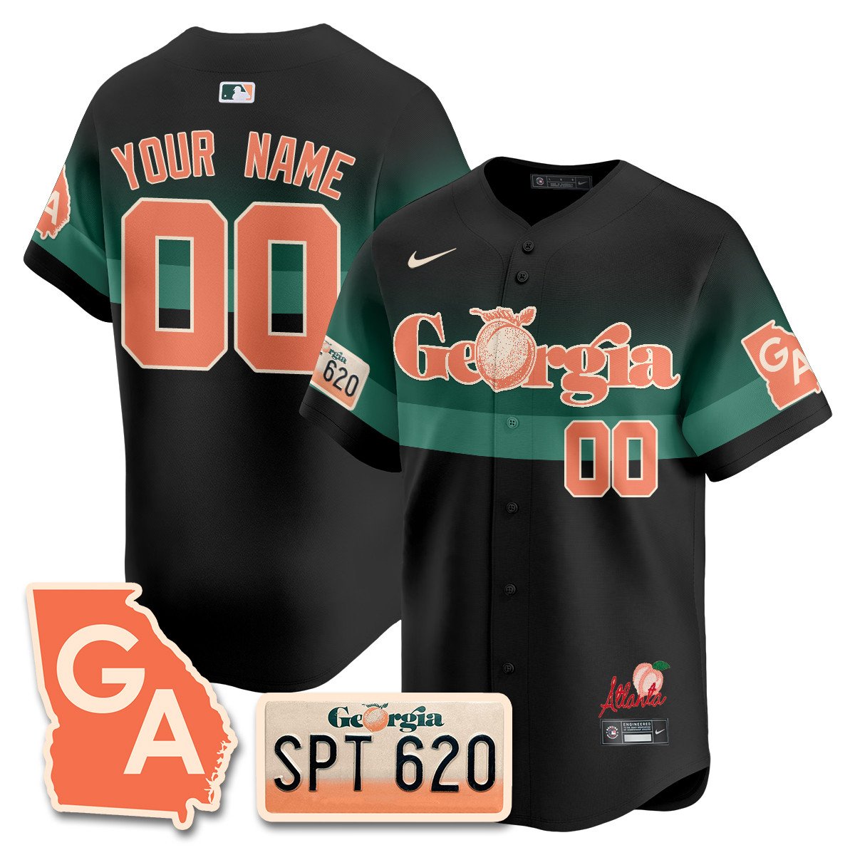 Custom Braves Peach Plates - Georgia Peaches Jersey