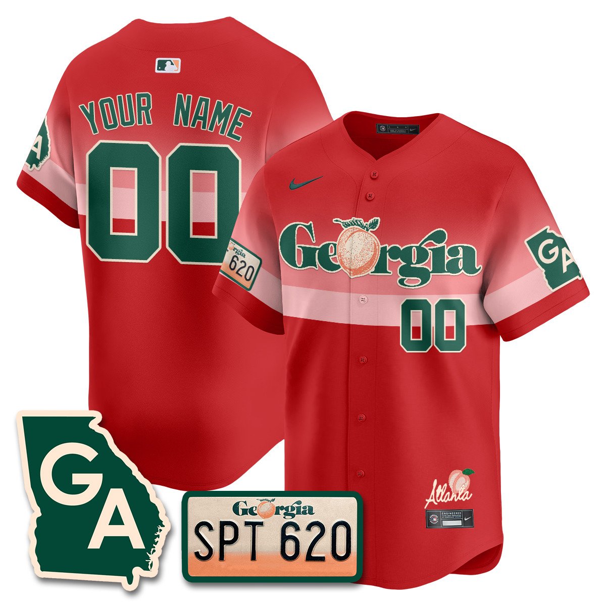 Custom Braves Peach Plates - Georgia Peaches Jersey