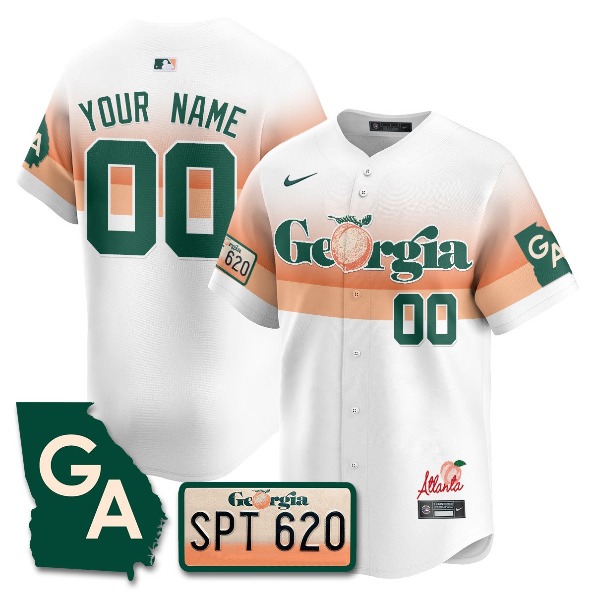 Custom Braves Peach Plates - Georgia Peaches Jersey