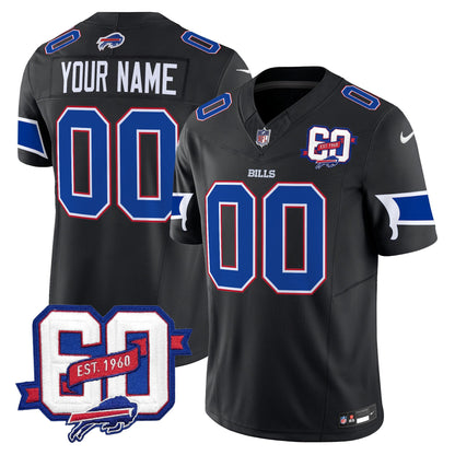 Bills 60th Anniversary Patch Vapor Limited Custom Jersey - All Stitched